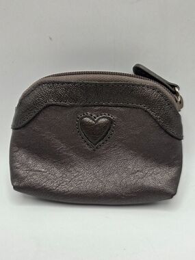 Brighton Heart Embossed Metallic Leather Pouch Coin Purse